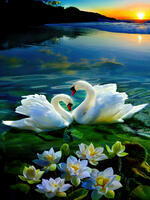 Без бренда «Пара белых лебедей на воде (20шт)» в Иваново