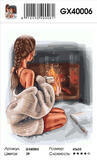 Картина по номерам 40x50 Девушка в теплом свитере возле камина