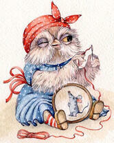 Совушка вышивает мышку