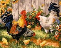 Два петуха и цыплята во дворе