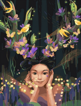 Без бренда «Темноглазая девчонка с цветами и птицами в волосах» в Иваново в интернет-магазине  Без бренда «Темноглазая девчонка с цветами и птицами в волосах» в Иваново