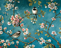 Воробьи на цветущих ветках