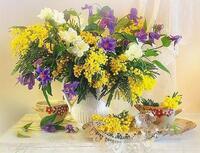 Без бренда «Букет из мимозы и колокольчиков в вазе» в Иваново в интернет-магазине  Без бренда «Букет из мимозы и колокольчиков в вазе» в Иваново