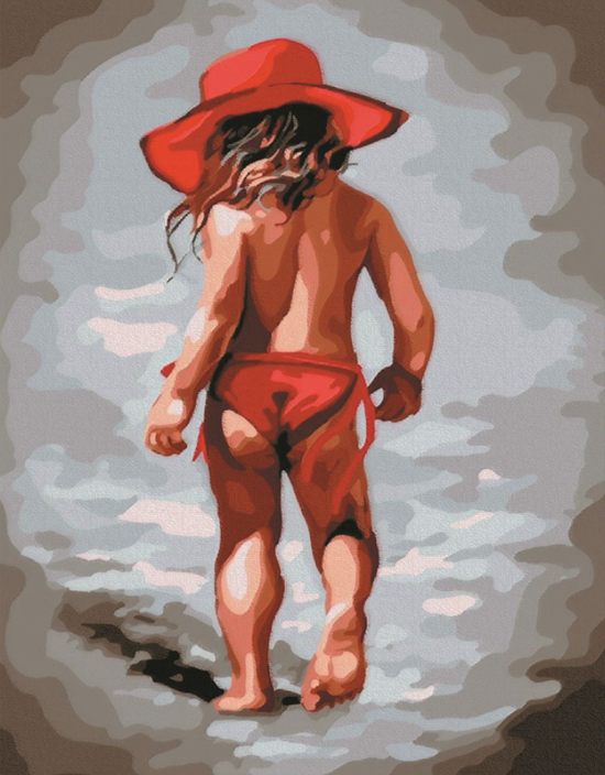 Алмазная мозаика 40x50 Маленькая девочка в красной шляпе