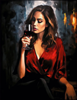 Без бренда «Девушка в красном платье с бокалом вина» в Иваново