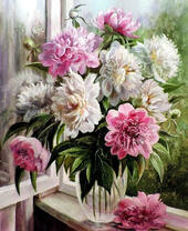 Без бренда «Пионы в прозрачной вазе у окна» в Иваново