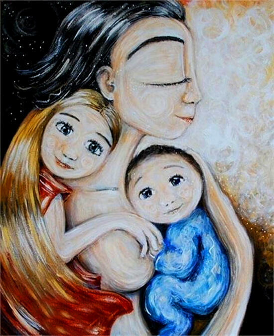 Картина по номерам 40x50 Мама с дочкой и сыночком