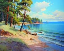 Хвойный лес на берегу моря